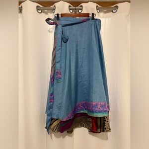 Blue Bohemian Wrap Skirt